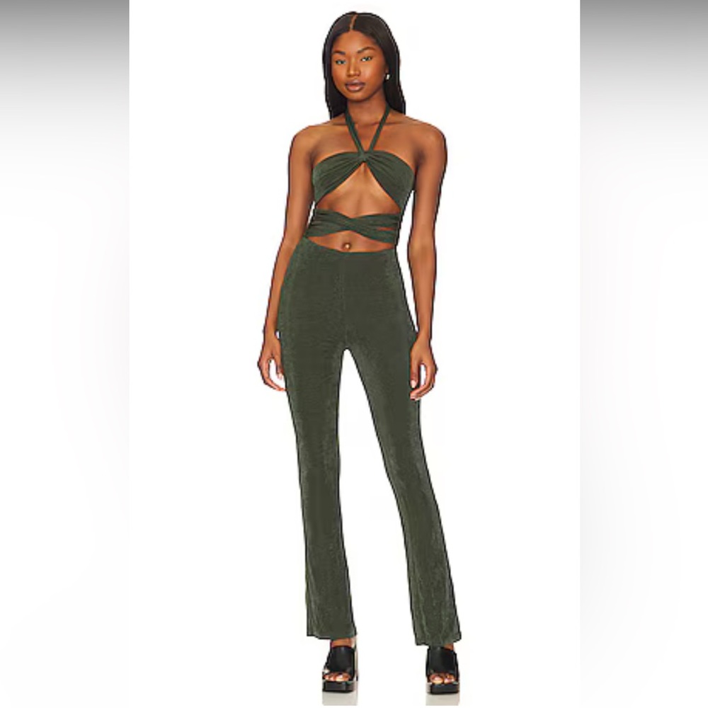 Camillie Halter Jumpsuit in Forest Green